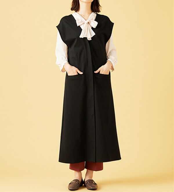 BELLUNA（ベルーナ）の「すっきりキレイ見え！Ｖネックロングジレ（ジレ）」｜詳細画像