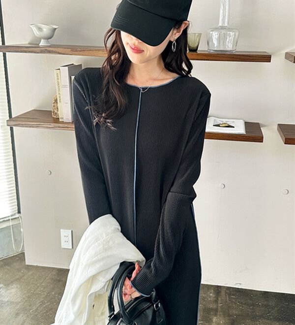 GeeRA（ジーラ）の「全骨格対応！配色プリーツワンピース（カットソーワンピース）」｜詳細画像