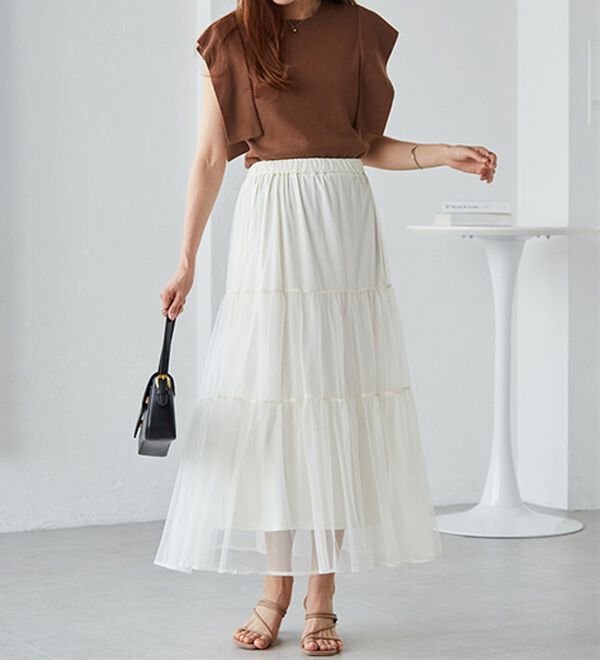RANAN（ラナン）の「チュールティアードスカート（ロングスカート）」｜詳細画像