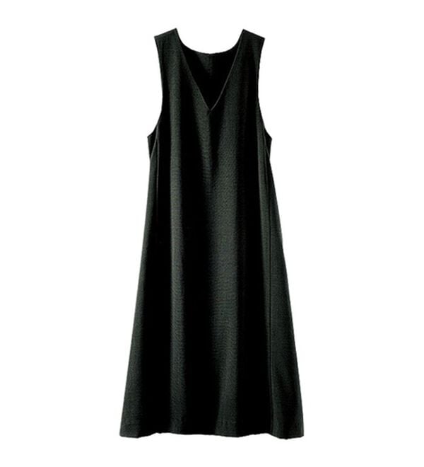 BELLUNA（ベルーナ）の「サラリ麻調素材Ｖネックジャンパードレス（ジャンパースカート）」｜詳細画像