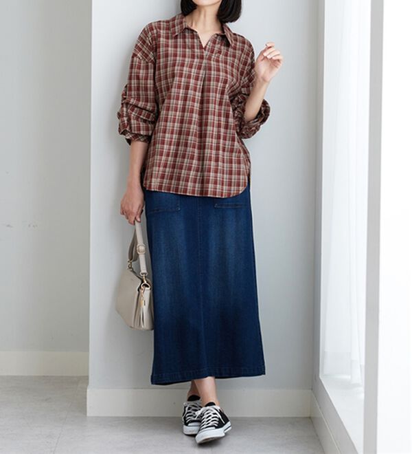 BELLUNA（ベルーナ）の「袖タックデザインスキッパーシャツ（シャツ）」｜詳細画像