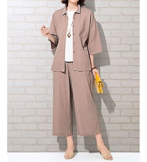 ルフラン（ルフラン）の「ピンタック素材セットアップ（セットアップ）」｜モカ系