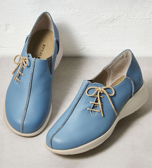 ルフラン（ルフラン）の「リュウジタカイ　ゆったり５Ｅ牛革スリッポンシューズ（スリッポン）」｜ブルーグレー