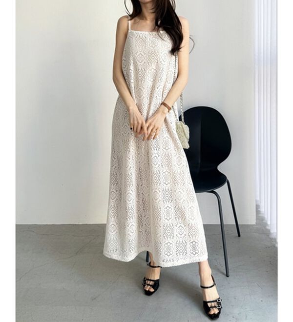 GeeRA（ジーラ）の「前後２ＷＡＹパネルレースキャミワンピース（その他ワンピース）」｜詳細画像