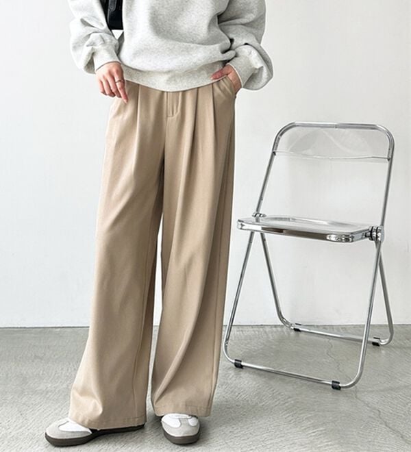 GeeRA（ジーラ）の「着心地抜群！ハイウエストダブルタックワイドパンツ（フルレングスパンツ）」｜詳細画像