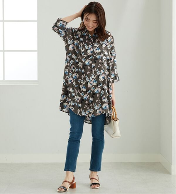 「【接触冷感】レーヨン素材ブザム切替ワンピース（その他ワンピース）」｜詳細画像