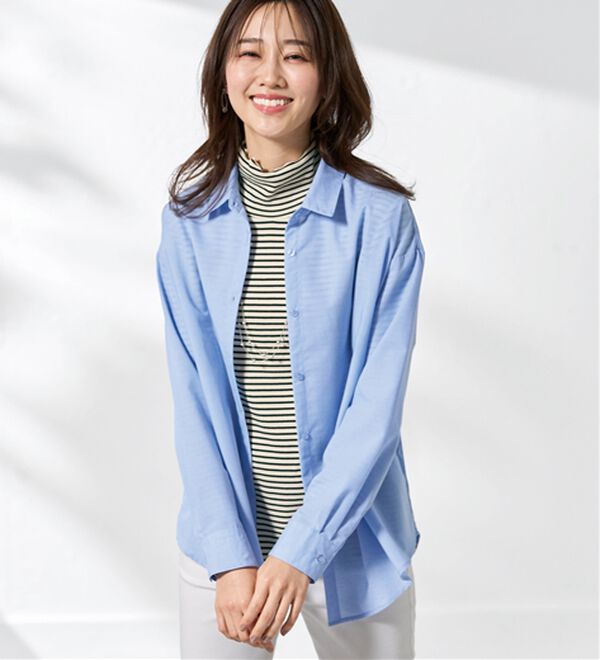 BELLUNA（ベルーナ）の「麻入りイージーケアゆったりシャツ（シャツ）」｜詳細画像