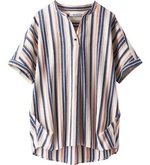 BELLUNA（ベルーナ）の「マルチストライプスキッパーデザインシャツ（チュニック）」｜ネイビー系