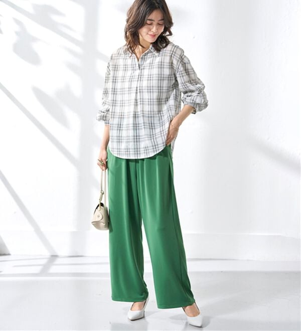 BELLUNA（ベルーナ）の「シャリさら！快適ドロストワイドパンツ（ワイドパンツ・ガウチョ）」｜詳細画像