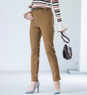 RANAN（ラナン）の「＋１０度素材！蓄熱保温裏起毛ストレッチスリムパンツ（フルレングスパンツ）」｜ベージュ