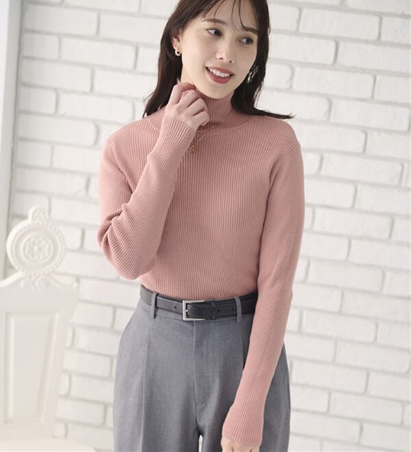 BELLUNA（ベルーナ）の「ハピネスコットン１００％&times;吸湿発熱リブタートルニット＜＆ｃｏｃｏｃｈｉ＞（ニット・セーター）」｜詳細画像