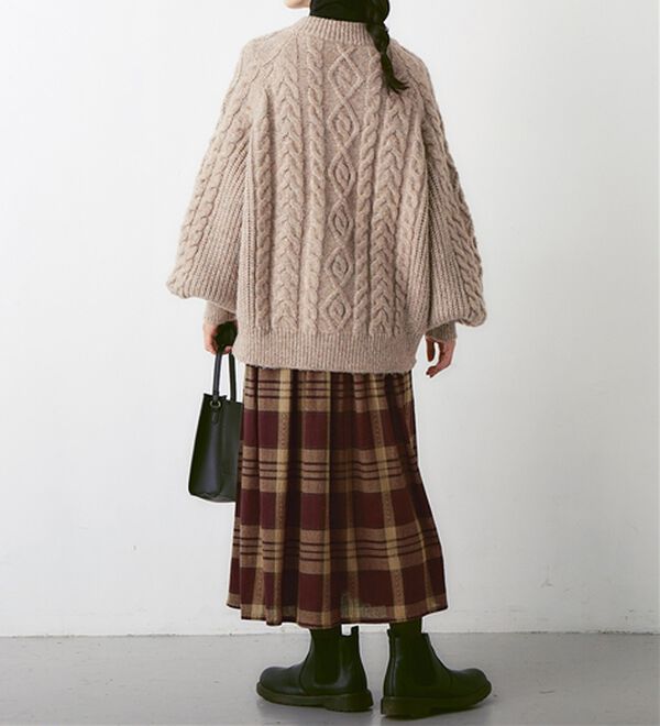 Viola e Viola（ヴィオラ エ ヴィオラ）の「ふんわりタックチェックミモレスカート（ロングスカート）」｜詳細画像