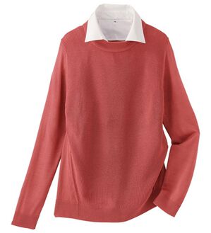 BELLUNA（ベルーナ）の「重ね衿付！細見えニットプルオーバー（ニット・セーター）」｜ピンク