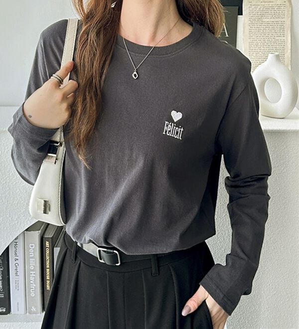 GeeRA（ジーラ）の「ハートデザイン刺繍ロンＴ（カットソー）」｜詳細画像