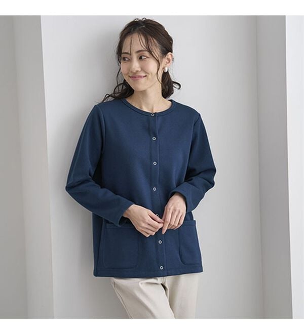 BELLUNA（ベルーナ）の「パチパチしにくい！静電気防止裏フリース配色カーディガン（その他カーディガン）」｜詳細画像