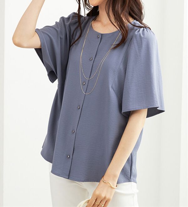 BELLUNA（ベルーナ）の「お手入れ楽々！ビンテージ素材ブラウス（ブラウス）」｜詳細画像