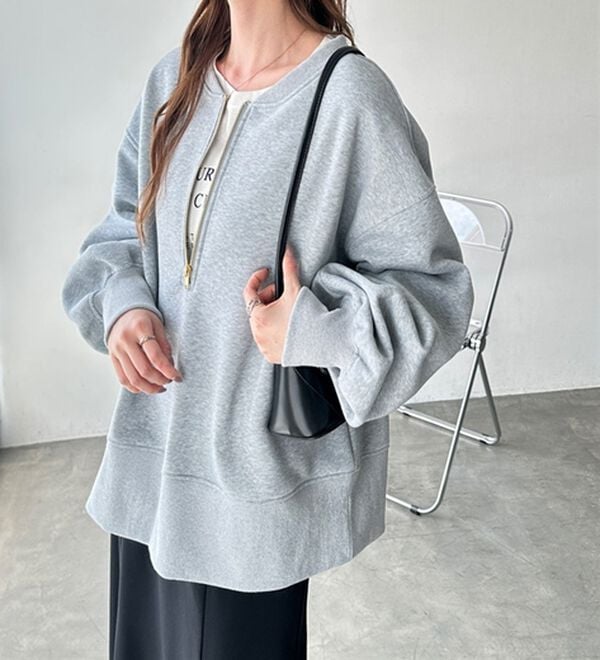 GeeRA（ジーラ）の「【ラク&times;きれい】ハーフジップ裏起毛スウェット（トレーナー・スウェット）」｜詳細画像