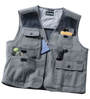 「夏素材の多ポケットベストコレクション（メンズベスト）」｜ネイビー(しじら)