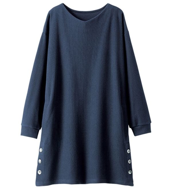 BELLUNA（ベルーナ）の「ニット見え素材裾ボタンチュニックワンピース（チュニック）」｜詳細画像