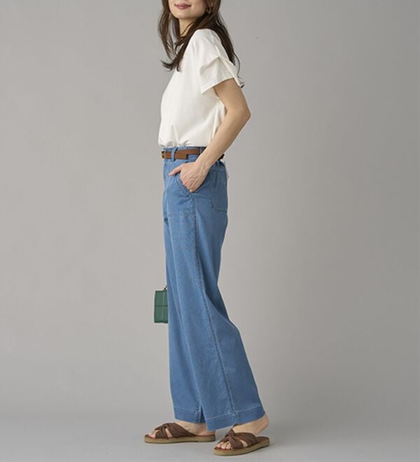 BELLUNA（ベルーナ）の「新感覚！メッシュデニムワイドパンツ（フルレングスパンツ）」｜詳細画像