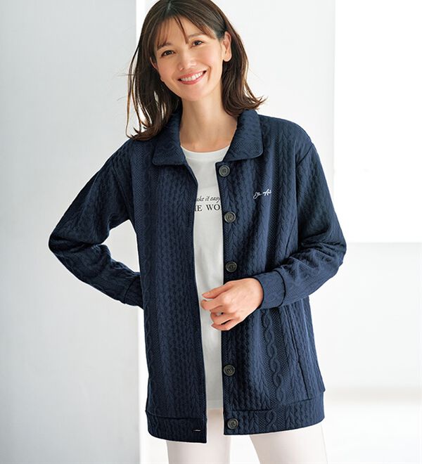 BELLUNA（ベルーナ）の「＜ＥＬＬＥ　Ａｃｔｉｖｅ＞ケーブル柄ジャカードジャケット（その他ジャケット）」｜詳細画像