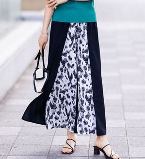 柄切替配色使いワイドパンツ - ベルーナ【公式】