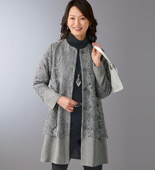 BELLUNA（ベルーナ）の「ケミカルレース使い重ねデザインジャケット（その他ジャケット）」｜詳細画像