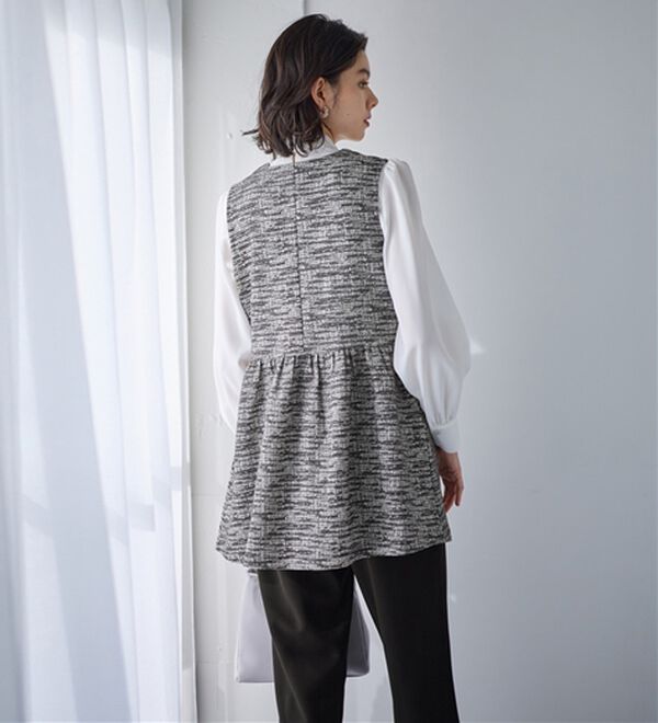 GeeRA（ジーラ）の「入学・卒業にも！華やかニットツイードペプラムジレベスト（ベスト）」｜詳細画像
