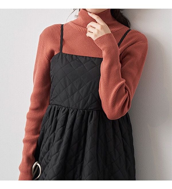 BELLUNA（ベルーナ）の「＜＆ｃｏｃｏｃｈｉ＞ハピネスコットン100％&times;吸湿発熱リブタートルニット（ニット・セーター）」｜詳細画像