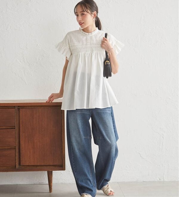 RANAN（ラナン）の「ピンタックフリルボイルブラウス（ブラウス）」｜詳細画像