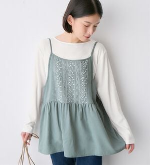 Viola e Viola（ヴィオラ エ ヴィオラ）の「Ｔシャツ付き刺しゅうキャミソールトップス（カットソー）」｜ブルー系