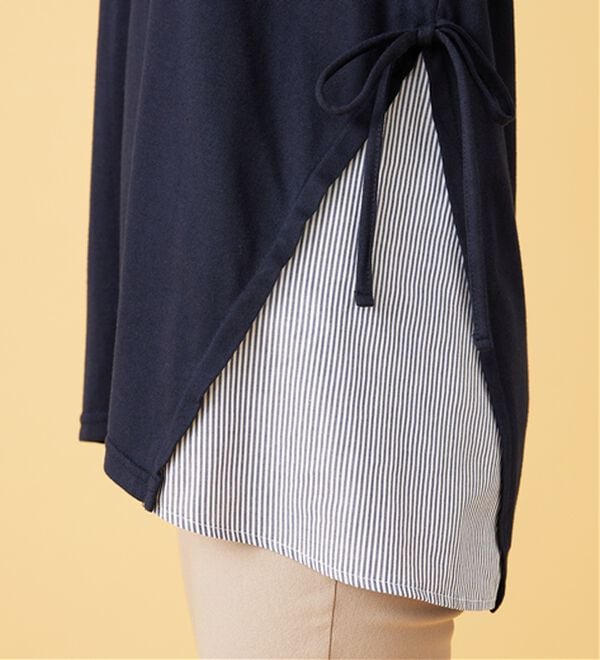 BELLUNA（ベルーナ）の「サイドリボンデザイン異素材切替チュニック（チュニック）」｜詳細画像