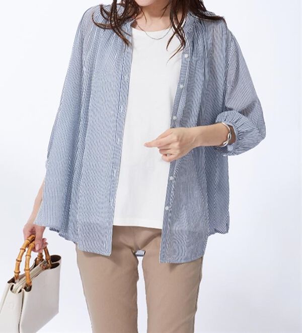 BELLUNA（ベルーナ）の「スラブ素材ギャザーデザインブラウス（ブラウス）」｜詳細画像