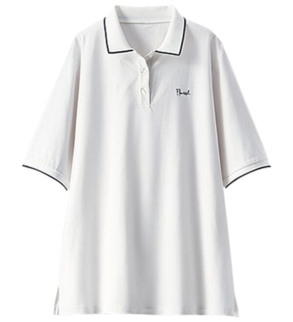 BELLUNA（ベルーナ）の「多機能付配色刺しゅうポロシャツ（カットソー）」｜オフ白