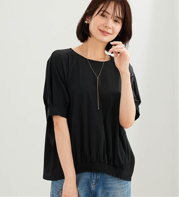 BELLUNA（ベルーナ）の「ヒンヤリ爽快！裾ギャザープルオーバー（カットソー）」｜詳細画像