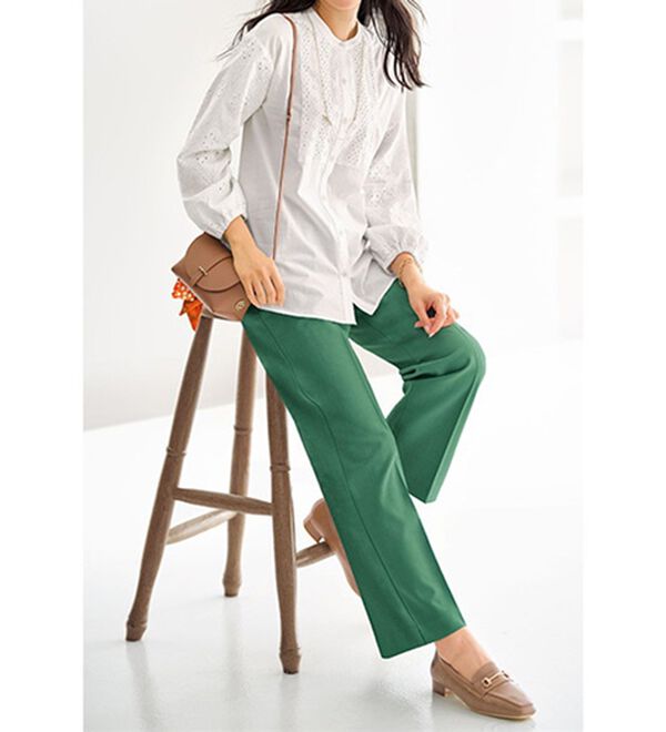 BELLUNA（ベルーナ）の「綿１００％レース切替デザインブラウス（ブラウス）」｜詳細画像