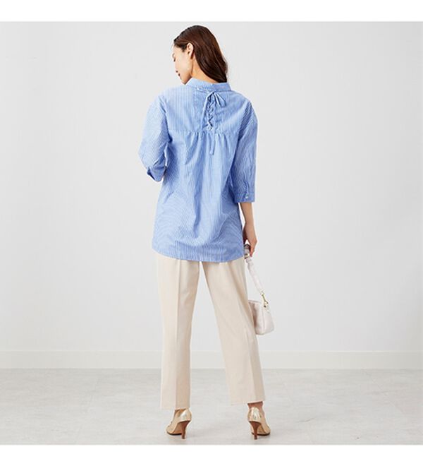 BELLUNA（ベルーナ）の「編み上げリボンデザインシャツチュニック（チュニック）」｜詳細画像