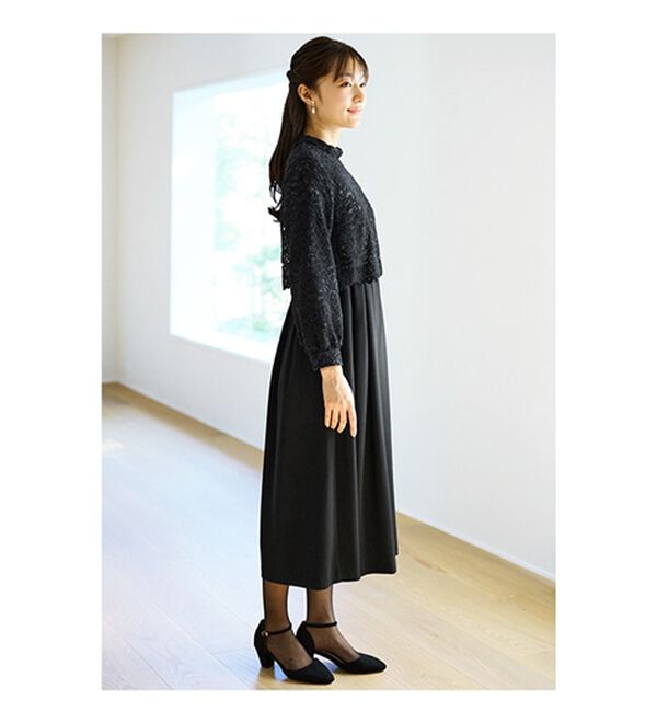 花柄レース使いドッキングワンピース - ベルーナ【公式】