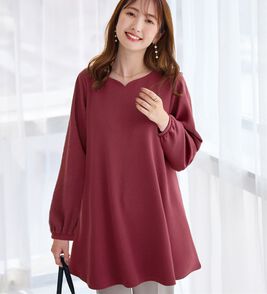 alotta（アロッタ）の「シワになりにくい！柔らかエンボス素材フレアーロングチュニックＴシャツ（チュニック）」