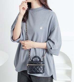 Viola e Viola（ヴィオラ エ ヴィオラ）の「【ビバリーヒルズポロクラブ】ミニ裏毛ロールアップワイドTシャツ（Tシャツ）」｜サックス