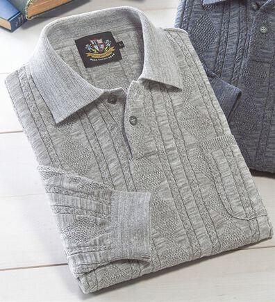 「＜ヘリンボーンクラブ＞日本製ダイヤ柄ニットポロシャツ（メンズポロシャツ）」