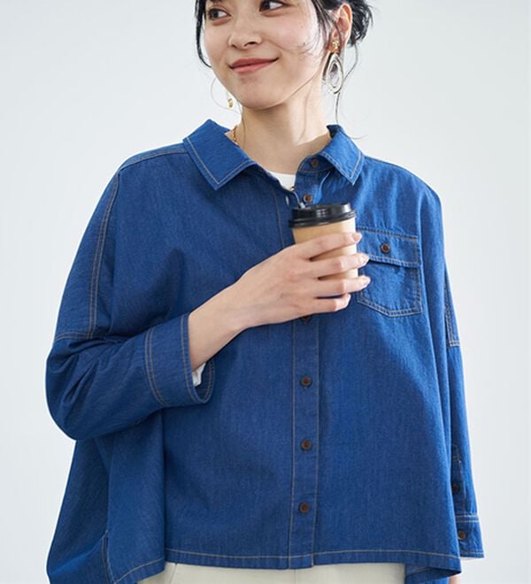 BELLUNA（ベルーナ）の「大人のゆるっと変形デニムシャツ（シャツ）」｜詳細画像