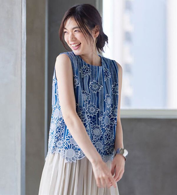 RANAN（ラナン）の「ひんやり！レース使いプルオーバー（ブラウス）」｜詳細画像