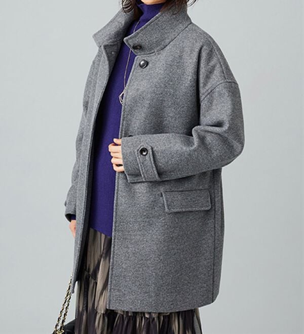 BELLUNA（ベルーナ）の「ウール調スタンド衿ミドル丈コクーンコート（ハーフコート）」｜詳細画像