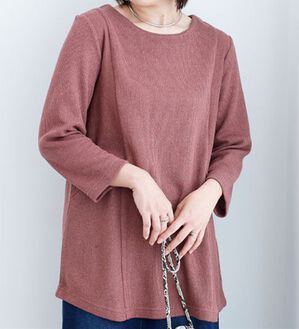 BELLUNA（ベルーナ）の「ふんわり杢調素材切替チュニック（チュニック）」｜ピンク