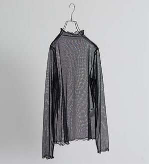 BELLUNA（ベルーナ）の「【低身長さん向け】ドット柄チュールインナー（カットソー）」｜黒