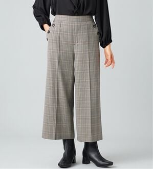 BELLUNA（ベルーナ）の「ウーリッシュ素材釦使いワイドパンツ（ワイドパンツ・ガウチョ）」｜グレンチェック