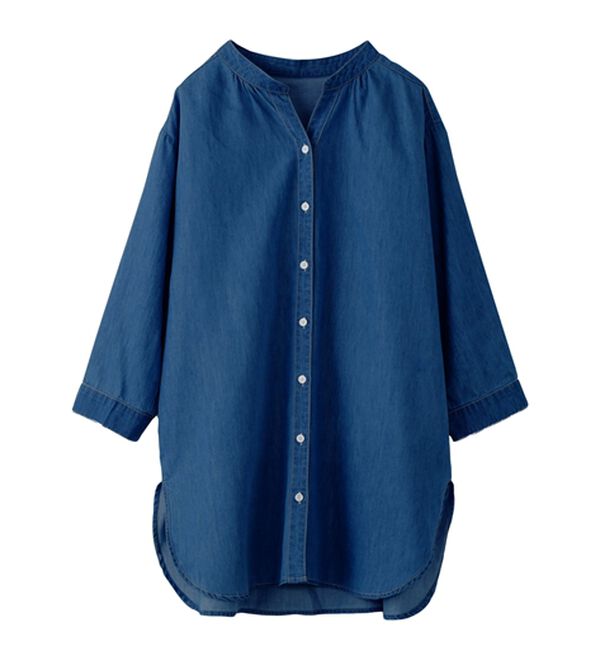 BELLUNA（ベルーナ）の「やわらかデニム素材シャツチュニック（チュニック）」｜詳細画像