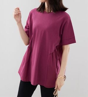 BELLUNA（ベルーナ）の「ギャザー切替デザイン細見えチュニック（チュニック）」｜ラズベリー
