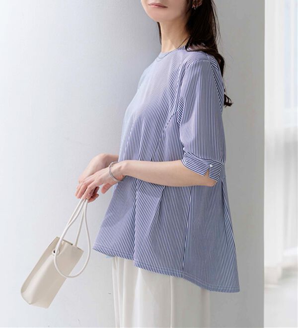 BELLUNA（ベルーナ）の「ジョーゼット素材タック使いＴブラウス（ブラウス）」｜詳細画像